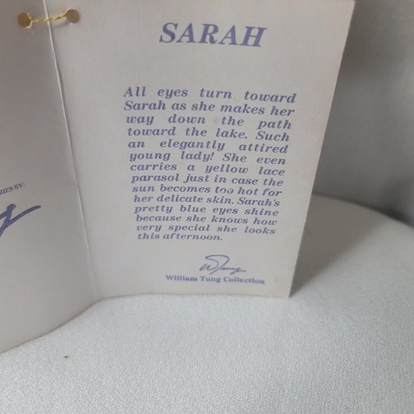 Vintage Sarah 23.5" Porcelain Doll by William Tung Limited Edition #921/1000 - Picture 9 of 12